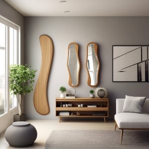 MR-0011 :.مرآة خشبية بتصميم مبتكر - اختيارات ألوان متعددة لتناسب كل ذوق -م.ر